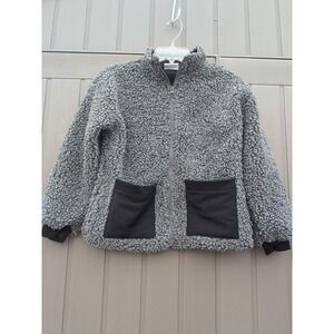 Zella Child's Long Sleeve Full Zip Faux Sherpa Jacket Grey‎ Size M 8/10